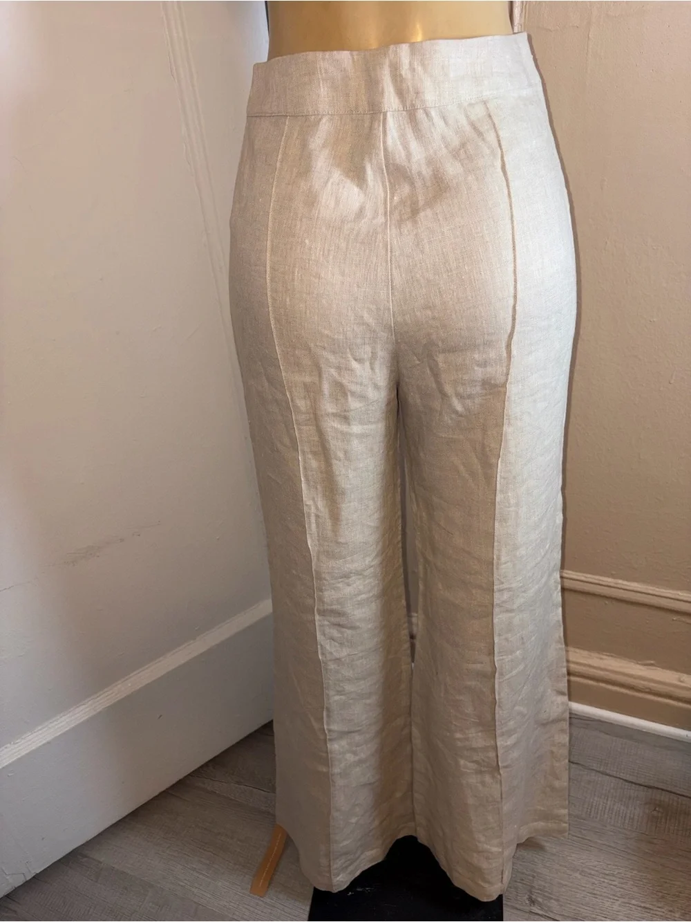 Reformation Cream High-Waist Wide-Leg Linen Pants